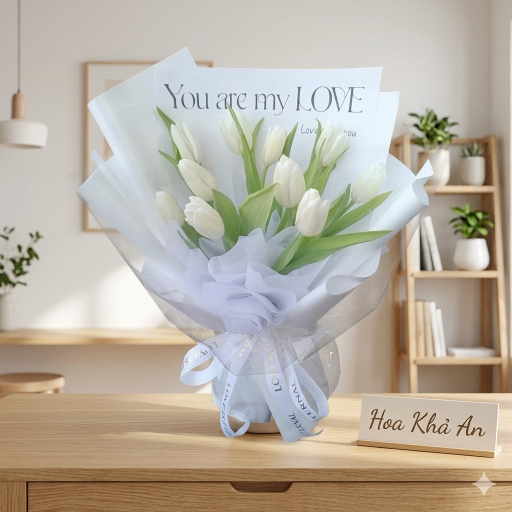 Bó Hoa Sinh Nhật Tulip Sáp Trắng - Ảnh 2
