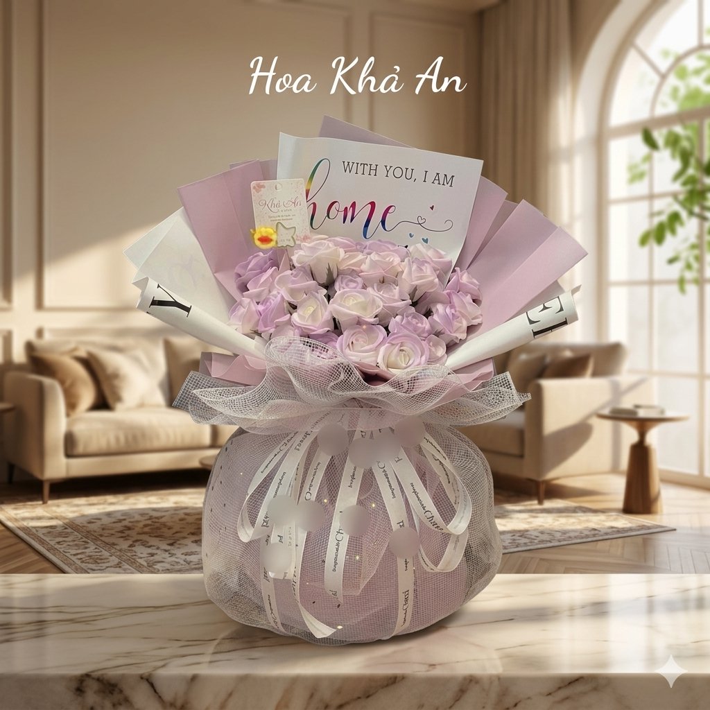 Bó Hoa Sinh Nhật Sáp Tím Pastel