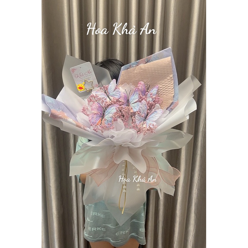 Bó Hoa Bướm Tím Pastel