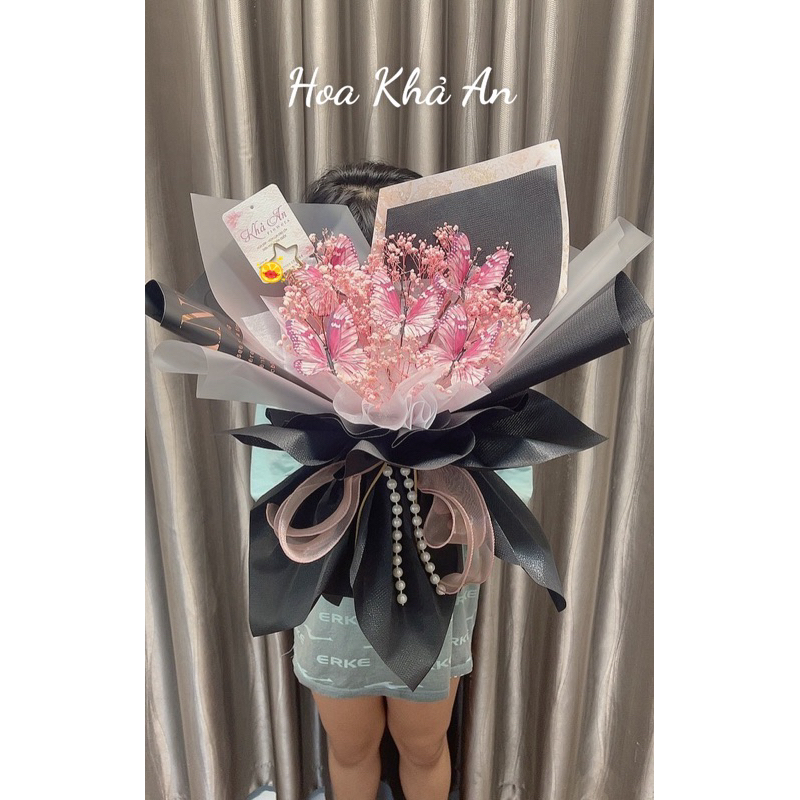 Bó Hoa Bướm Hồng Baby Khô