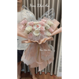 Bó Hoa Sáp Cánh Bướm Fairy Core Tone Hồng Pastel