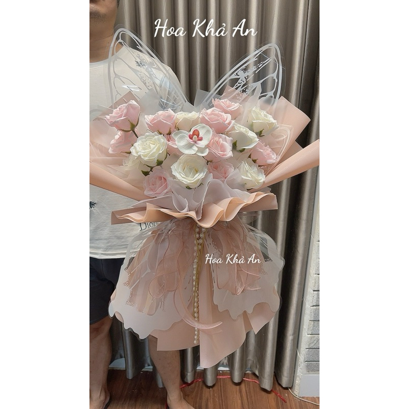 Bó Hoa Sáp Cánh Bướm Fairy Core Tone Hồng Pastel