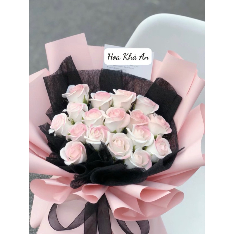Bó Hoa Hồng Sáp Hồng Viền Trắng - Ảnh 3